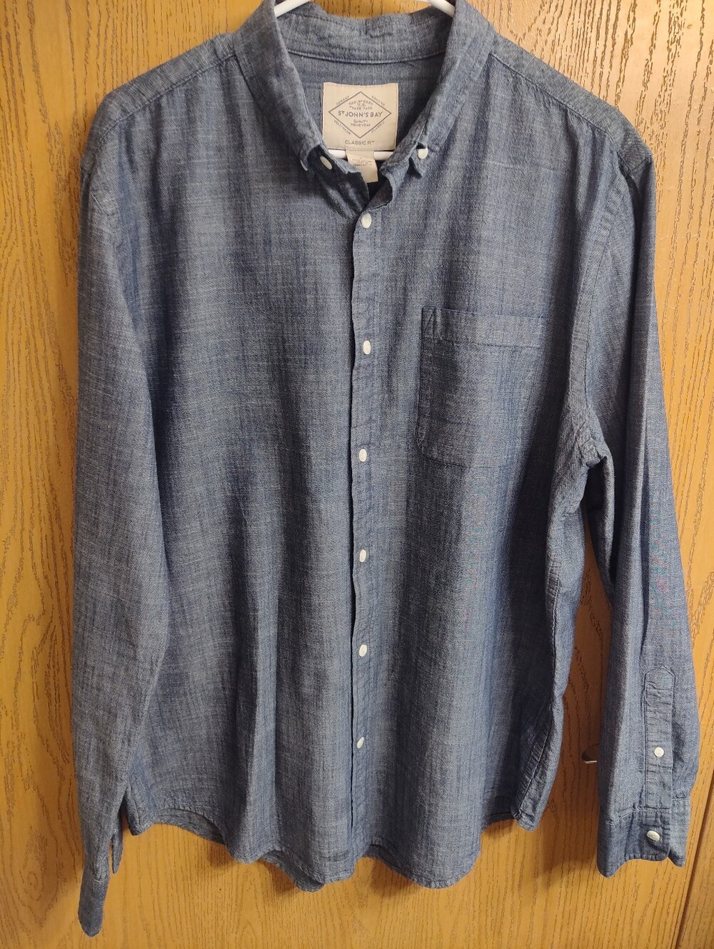 St. John's Bay Heathered Blue Button-Down Shirt